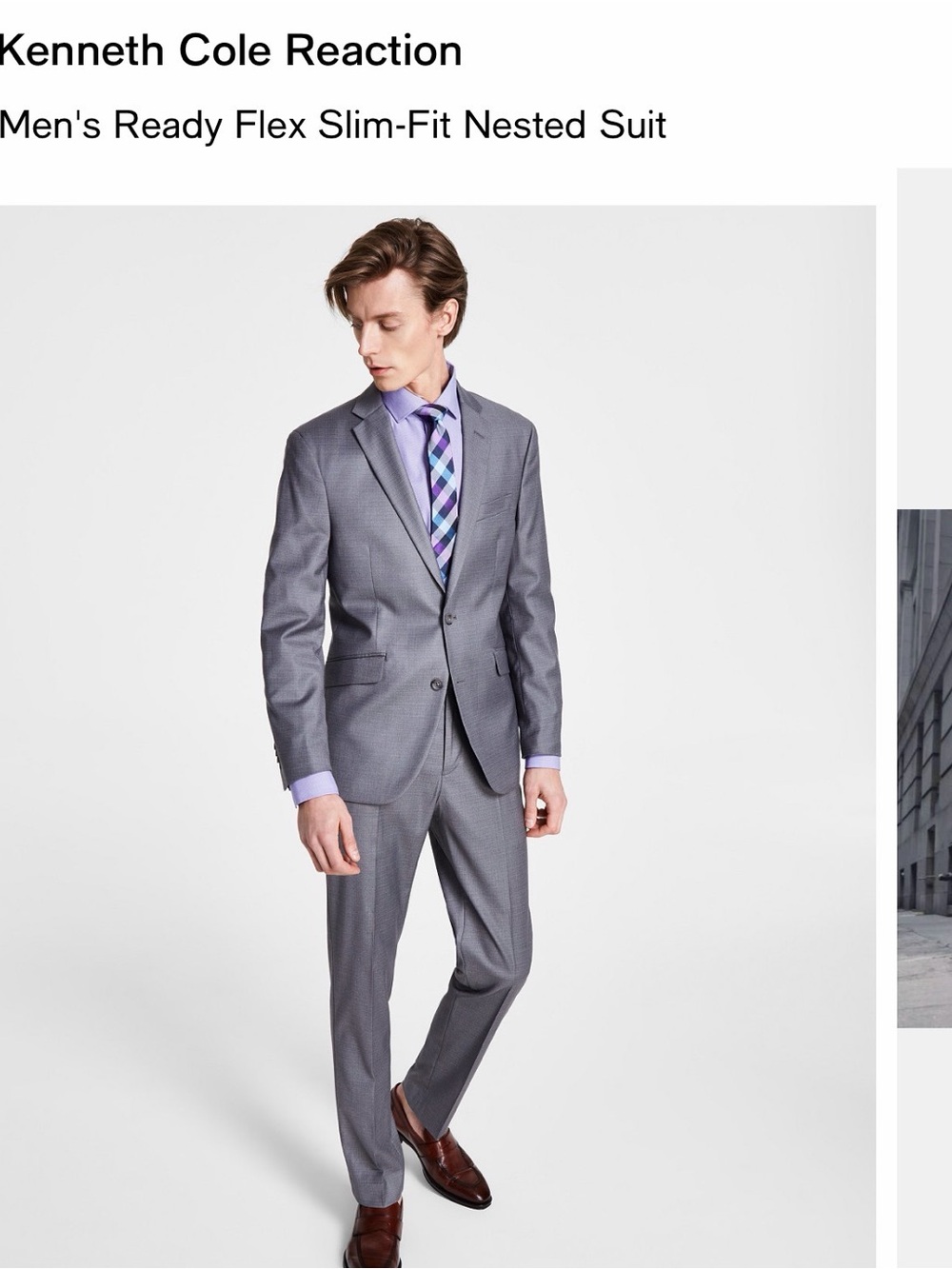 NWT Men’s Kenneth Cole Reaction Slim-Fit Light Gray techni-Cole flex Suit